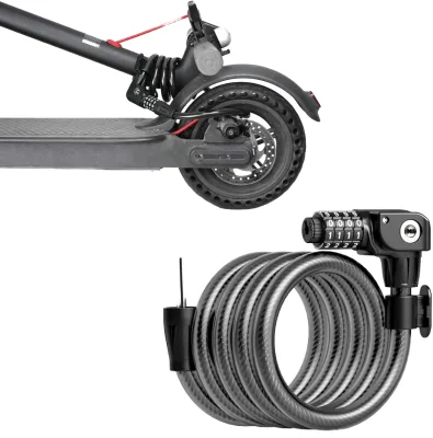 For Mijia M365 ES Series Scooter Bicycle Combination Lock Stainless Steel Cable 4 Ft. Long Resettable Weather Resistant