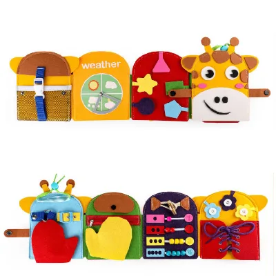 Custom Logo Zipper Educational Fashion Vintage Children Activity Toddler Foldable Board Baby Felt Busy Book Sensory Features