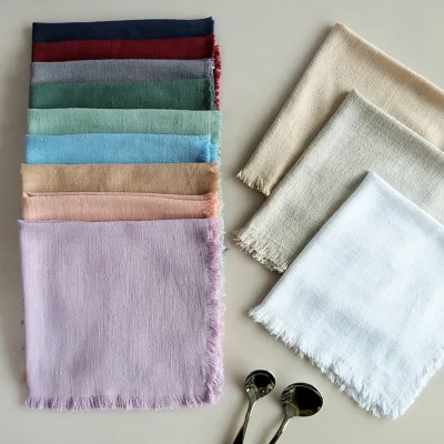 Hot Sale Cotton Linen Fringed Napkin Cloth Table Napkin Western Wedding Decoration Party Dinner Napkins