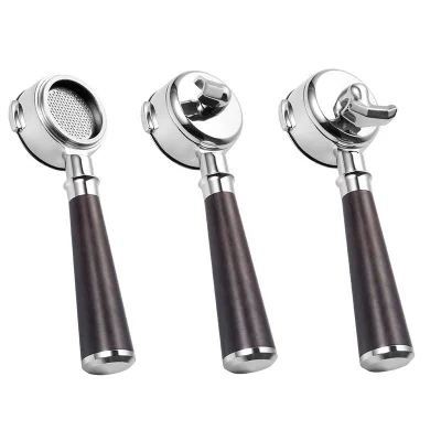 Stainless Steel Coffee Tool Espresso Portafilter 54/58mm 2/3 Ears Spouts Double Shot Espresso 58mm Portafilter with Wood Handle