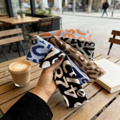 Custom Logo Leopard Print Headband Fabric Wide Edge Hair Bands Women Hair Accessories for Outdoor Running Fitness