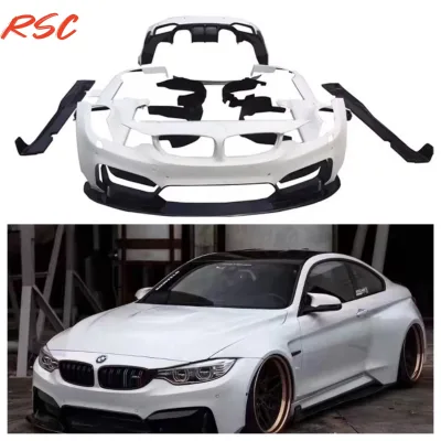 Half Carbon Fiber M4 F82 Change to Vorstene Style Wide Body Kits Front Bumper Side Skirts Rear Bumper for F82 M4