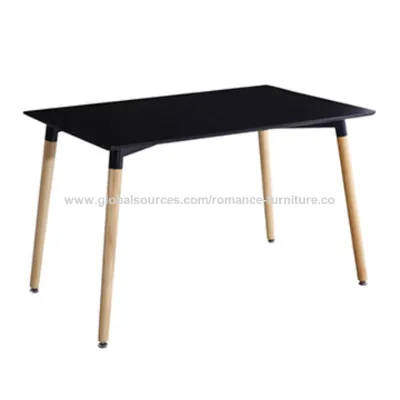 MDF high gloss restaurant dining table with wooden leg for sale