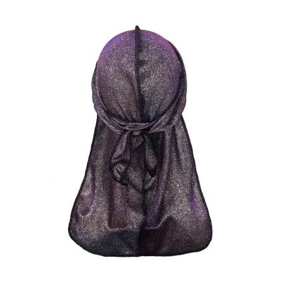 Purple Sparkly Glitter Durag Holographic Shiny Spandex Durags for Men