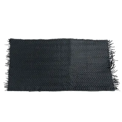 Black Genuine Sheepskin Woven Leather with Top Layer for Clothing and Bags
