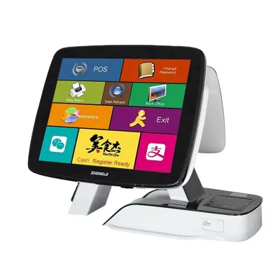 ZHONGJI 15-Inch Dual-Screen Touch POS System Intel Quad-Core 8GB DDR4 256GB SSD Multi-Device Compatibility Win10/Win11 CE/CCC
