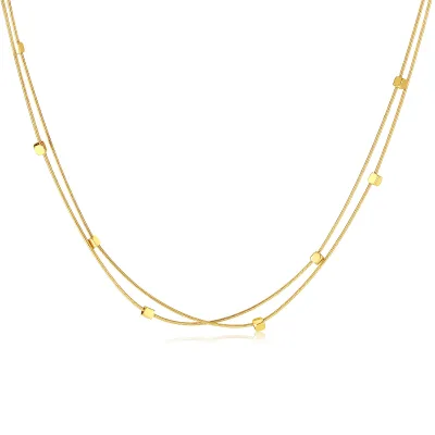 Classic Stylish Stainless Steel Necklace With Small Square Clavicle Gold Plated Fashion Gift Layered Necklace Design