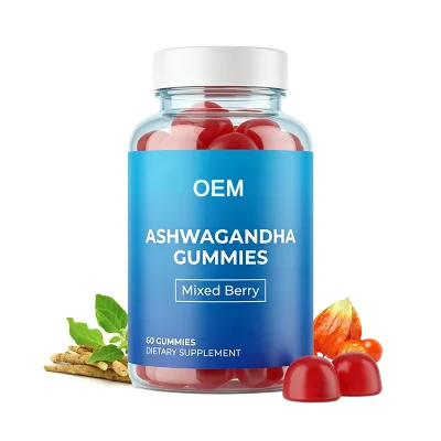 OEM Private Label Ashwagandha Gummies Vegan Ashwagandha Root Extract Vitamin D2 60 Count for Adults Healthcare Gummy Wholesale