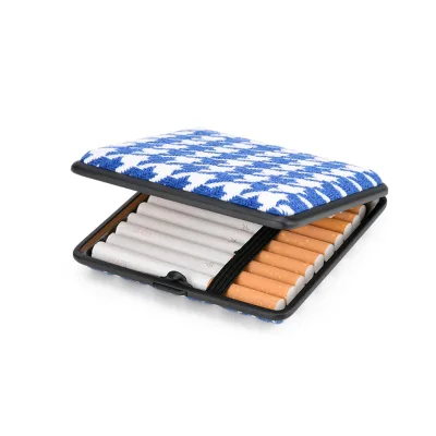 High Quality Matt Stainless Steel 4-Check Fabric Popular Classic Design Elegant Cigarette Smoking Case