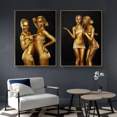 Nude Gold Woman Painting Canvas Prints Sexy Cuadros Posters Nude Woman Painting Painting