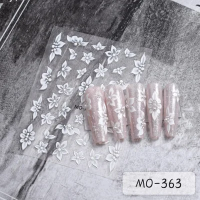 Wholesale 3d White Daisy Flower Themed Nail Art Stickers Flower Sticker on Nails