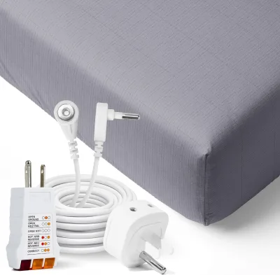 Grounding Fitted Sheets, Organic Cotton 95%+Pure Silver 5%, Earthing Bed Sheets, Fitted Bed Sheet With Grounding Cord