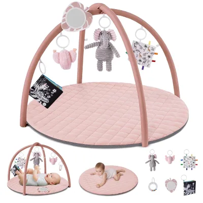 Baby Play Gym & Activity Mat Baby Play Gym Mat Tummy Time Activity Mat with 6 Detachable Toys for Skill Development