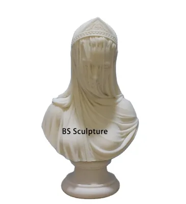 Famous Religious White Marble Resin Veiled  En Buste Vierge Marie Bust Statue