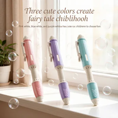 Hot Selling Pen Shape Handheld Automatic Electronic LED Bubble Gun Wand DIY Creative Drawing Graffiti Toys with Lights for Kids
