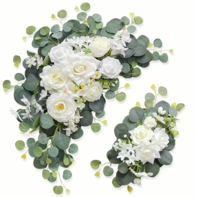 Cross-border Artificial Silk Eucalyptus Leaves Babys Breath Rose Vine Flocking Indoor Home Dining Table Wedding Arch