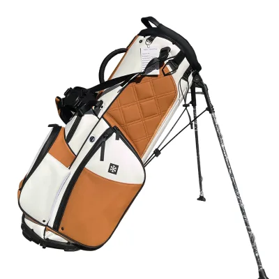 Premium Brown Leather Golf Stand Bag, 10 Pockets Multi-Functional Golf Bag with Dual Cooler Design, Support ODM & OEM