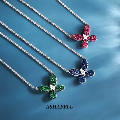 New Listing Trendy Butterfly Diamond Necklace 925 Silver Necklace Butterfly Chain butterfly Pendant Necklace