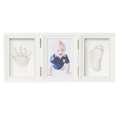 Newborn Hand and Foot Prints Clay Palm Prints Foldable Solid Wood Frame Decorations Gift Set