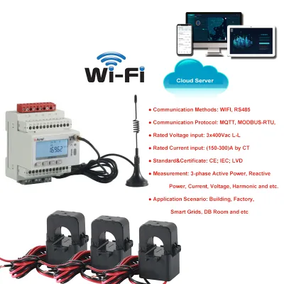 3 Phase IoT Smart Meter for Energy Measurement WiFi MQTT Protocol 0.5S Accuracy 5A 220V Input IEC Standard Din Rail WiFi Meter
