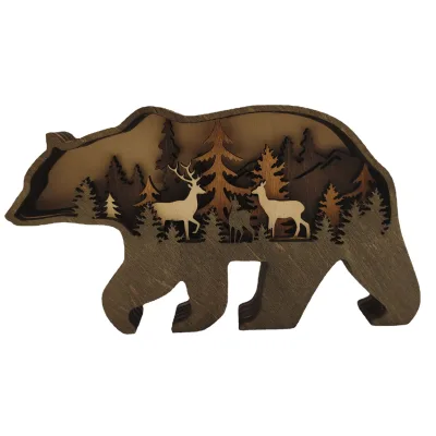 2023 New Hot Sale Wood Craft Forest Animal Home Decoration Ornaments Wood Crafts