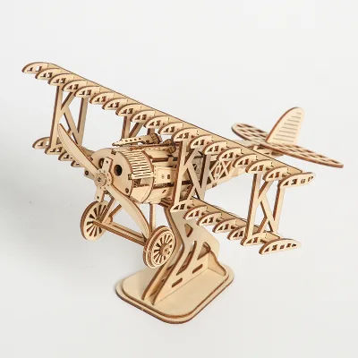 ODM New DIY Educational Wooden Jigsaw Puzzle Set 105pcs 3D Laser Cut Movable Airplane Model Handicraft Toy for 5 to 7 Years