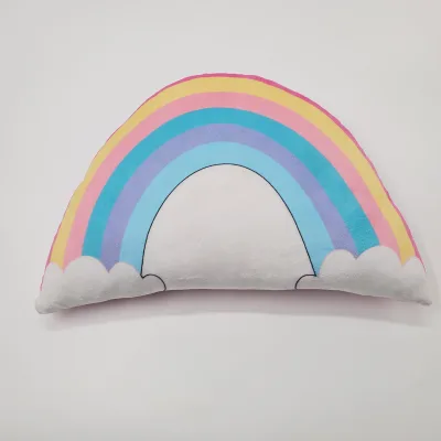 Soft Crystal Super Soft Rainbow Cloud Throw Pillow, Lovely Color Cloud Stuffed Decor Cushion, Multi-use Nap Waist Support Pillow