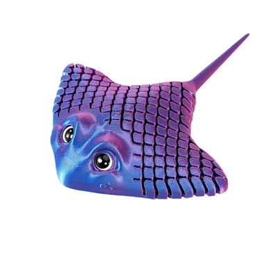 3D Printed Articulated Stingray Toy Dual Color Silk PLA Flexible Manta Ray Fidget Sensory Toy for Kids Desk Decoration