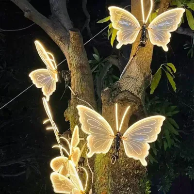 Outdoor Dynamic Luminous Butterfly Lamp IP65 Rated for Courtyard Dragonfly Modeling Garden Villa Use with Magic Color Options