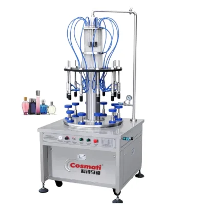 10-Head Fully Pneumatic Turntable Perfume Filling Machine Semi-Automatic Oil Glass Filler