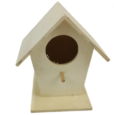 Wooden Bird House with Natural Wood Color for Sale