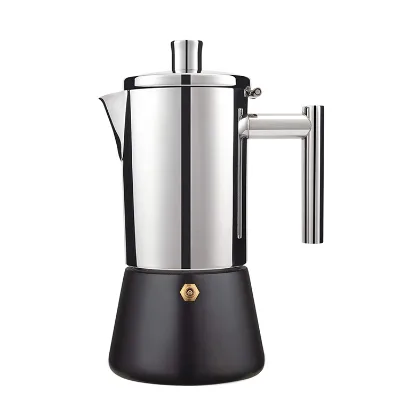 Italian 200ml Moka Espresso Maker Portable Stainless Steel Machine Silver Metal Set Induction Pot Target Audience Coffee Lovers