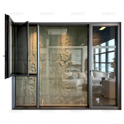 NFRC 2024 New Arrival Double Glass Hurricane Proof Tilt and Turn Aluminum Slim Narrow Frame Casement Windows