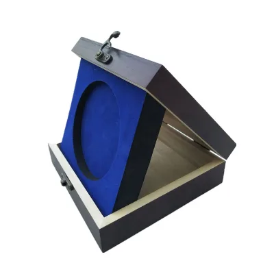 Walnut Color Wooden Medal Boxes Challenge Coin Display Case Holder Single Coin Capsule Box with EVA Insert for Storage
