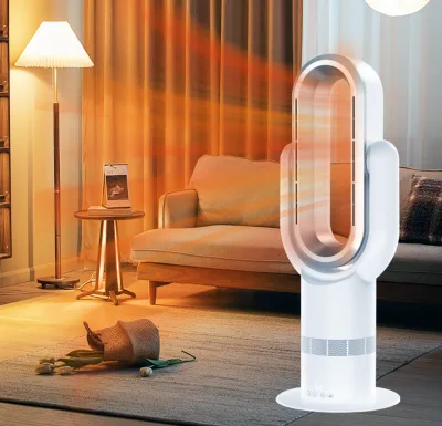 Portable Household Space Heater PTC Ceramic Leafless Fan Electric Heater Tabletop Cool Hot Bladeless Fan