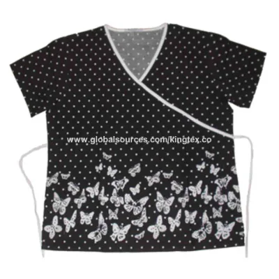 Border printed medical scrub top