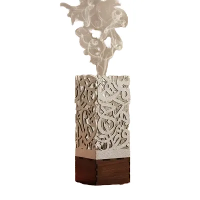 Modern Handmade Concrete Incense Burner with Wooden Base for Home Living Room Bedroom Office Decorative Wholesale Custom Factory