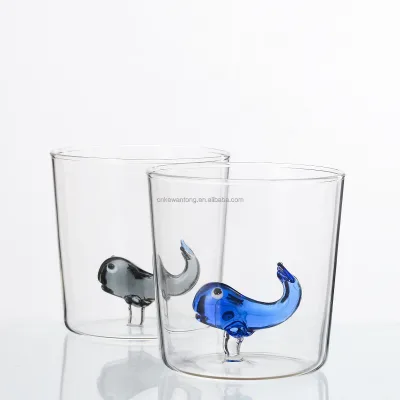 Hand Blown Transparent Stemless Wine Glasses 301-400ml Capacity Country Style for Wedding Anniversary Party Home