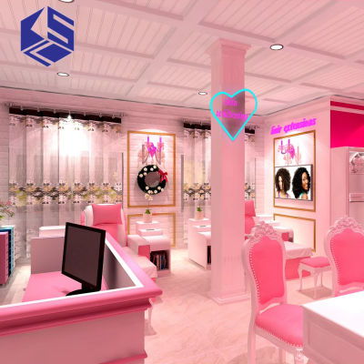 Fashion Nail Nail Salon Interior Design  Nail Salon Posters Manicure Table Simple pink