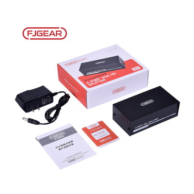 FJ-2004 Fjgear Cheap 1 Vga in and 4 Vga Out 1600*1280 Vga Splitter 200Mhz 1 Input 4 Output 4 Port