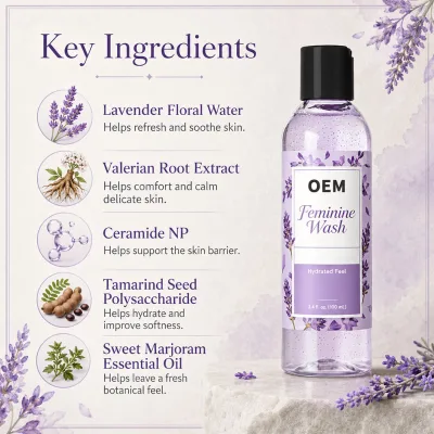 Trending Lavender Microbead Yoni Gel Sulfate Free Gentle Natural Intimate Care Wash OEM Whitening Soothing Feminine Gel Wash