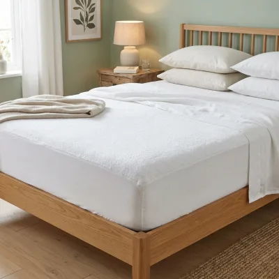 Premium 100% Waterproof White Bed Protection Pad Twin Size Top Bamboo Terry Fabric Anti-Dust Mite Mattress Protector