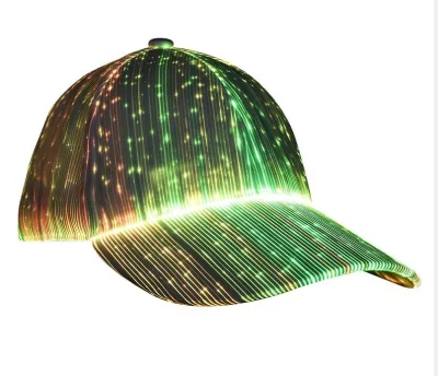 Fiber Optic Cap LED Hat with 7 Colors Luminous Glowing USB Charging Light up Caps Led Christmas Cap for Event