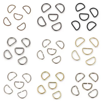 Custom Size Gold Black Silvery Wear-resistant Handbag Metal Brass D Ring for Handbags