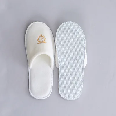 Luxury Velvet Disposable Hotel Slippers Open Toe Comfortable Soft Anti Slip House Slipper