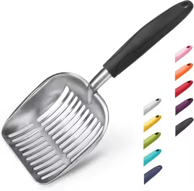 Metal Cat Litter Scooper with Plastic Handle Pet Heavy Duty Aluminum Alloy Litter Box Sifting Shovel