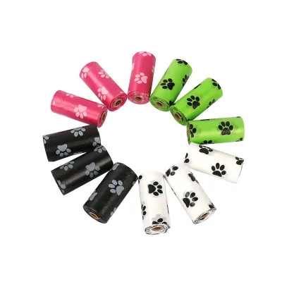 Eco-Friendly Leak-Proof Dog Poop Bags with Paw Print Design HDPE/PP Plastic