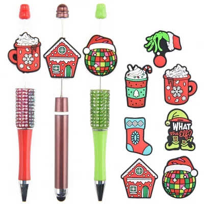 Hot Selling Christmas Series Focal Charms Cartoon Cartoon Beads Diy Pens Decoration