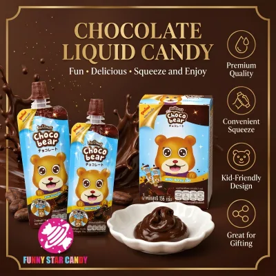 Wholesale Custom Bear Shape Liquid Tube Chocolate Candy Squeeze Chocolate Sauce Jam Novelty Sweets for Kids Birthday Party
