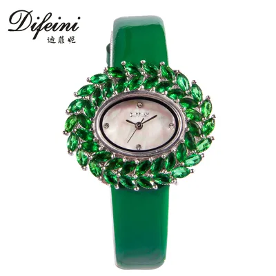 Vintage Ladies Dress Watches Luxury Diamond Women's Zirconia Crystal Watch Leather Wristwatches for Montre Femme
